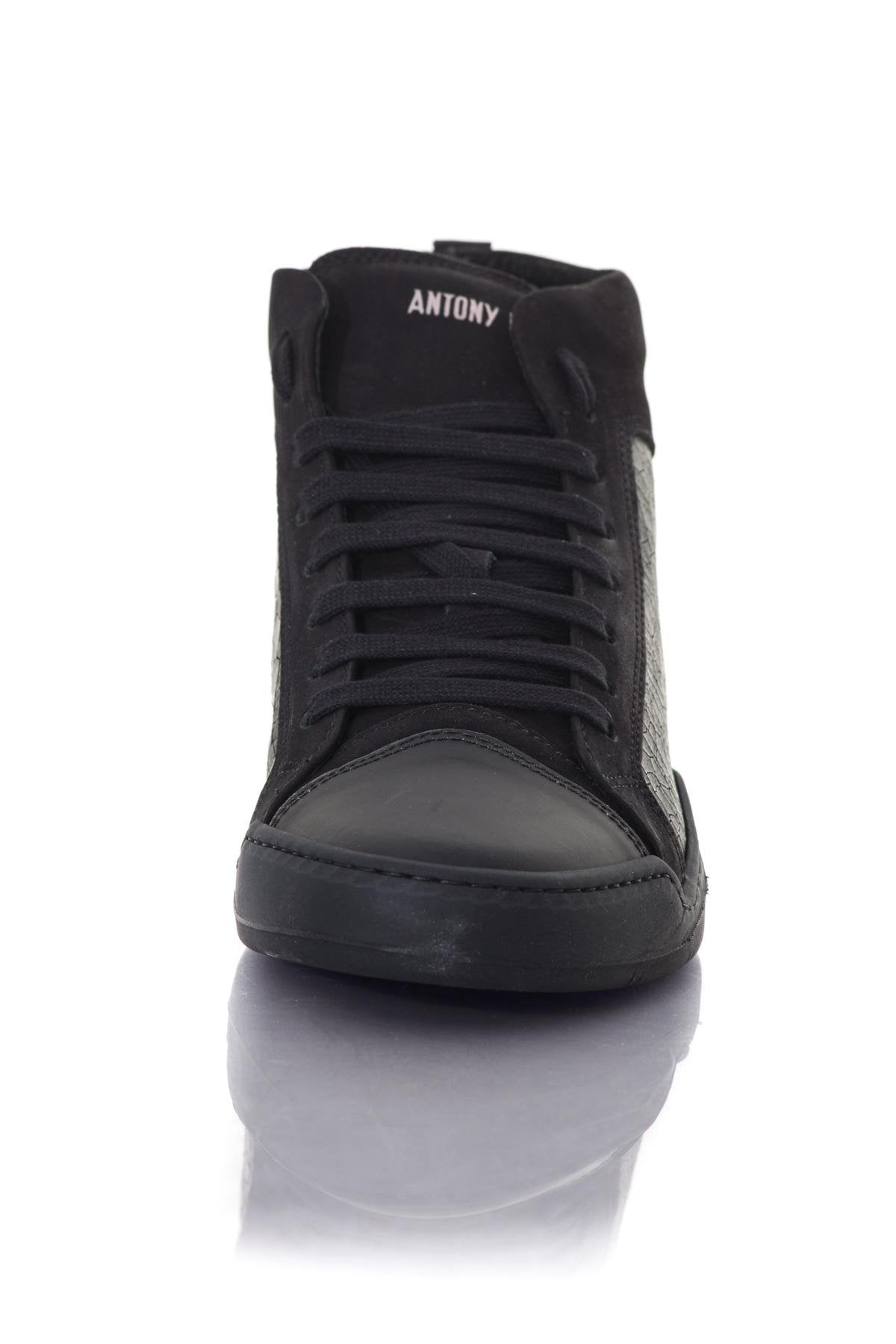 Black leather high top sneakers - Image n°5
