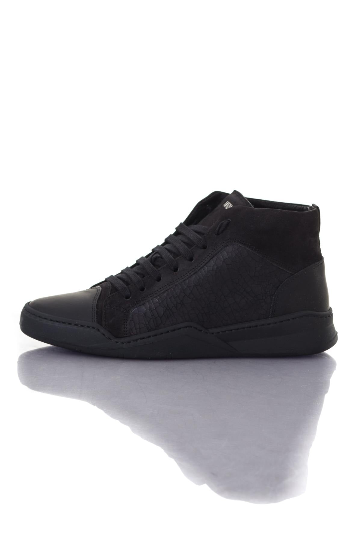 Black leather high top sneakers - Image n°7