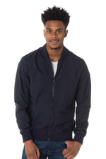  Men's navy blue striped jacket - Image n°1
