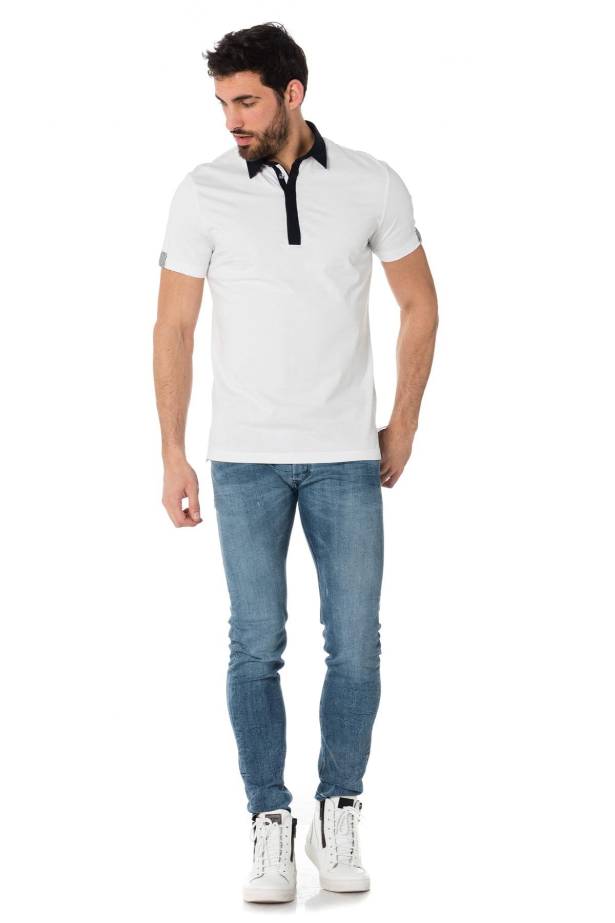Antony Morato white and navy polo shirt - Image n°2