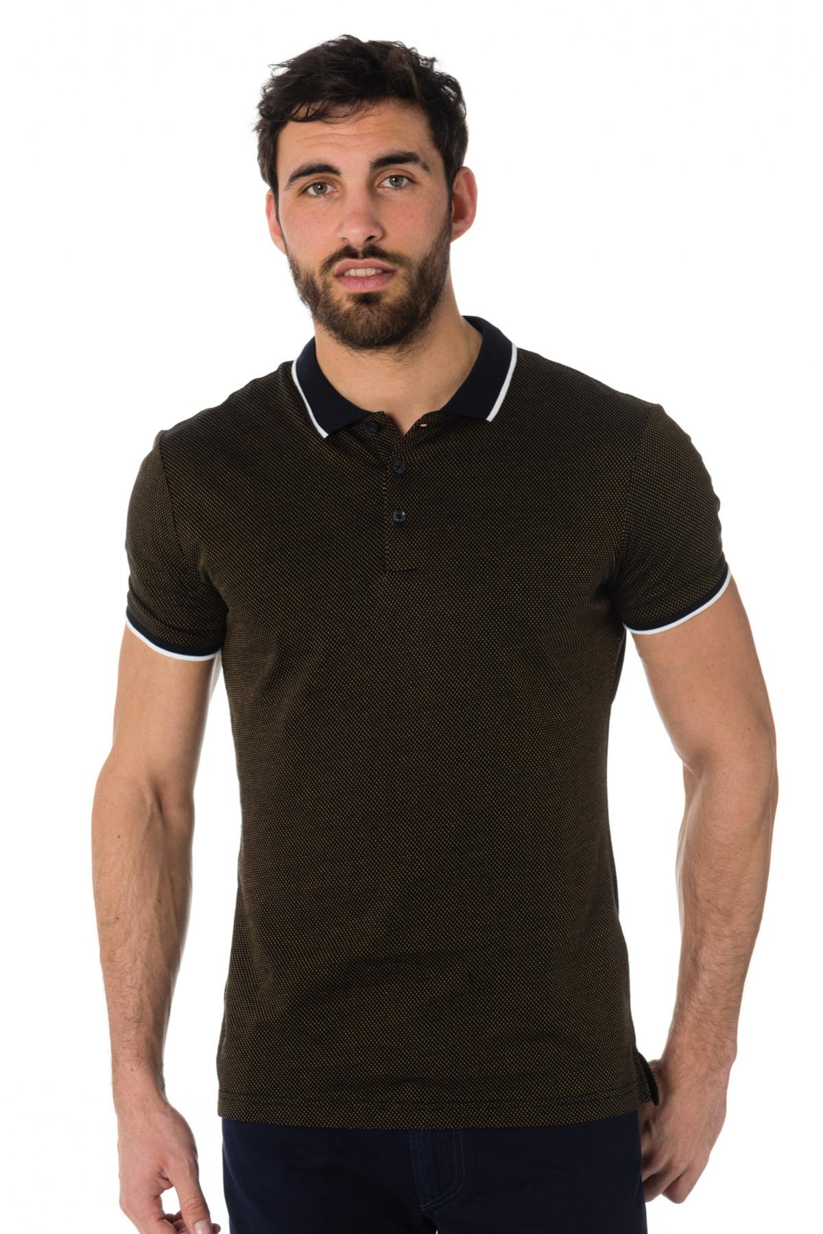  Navy blue polo shirt with yellow Antony Morato print - Image n°1