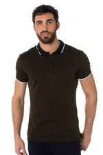  Navy blue polo shirt with yellow Antony Morato print - Image n°1