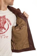 Men's Camel Active Burgundy leather jacket - Image n°3