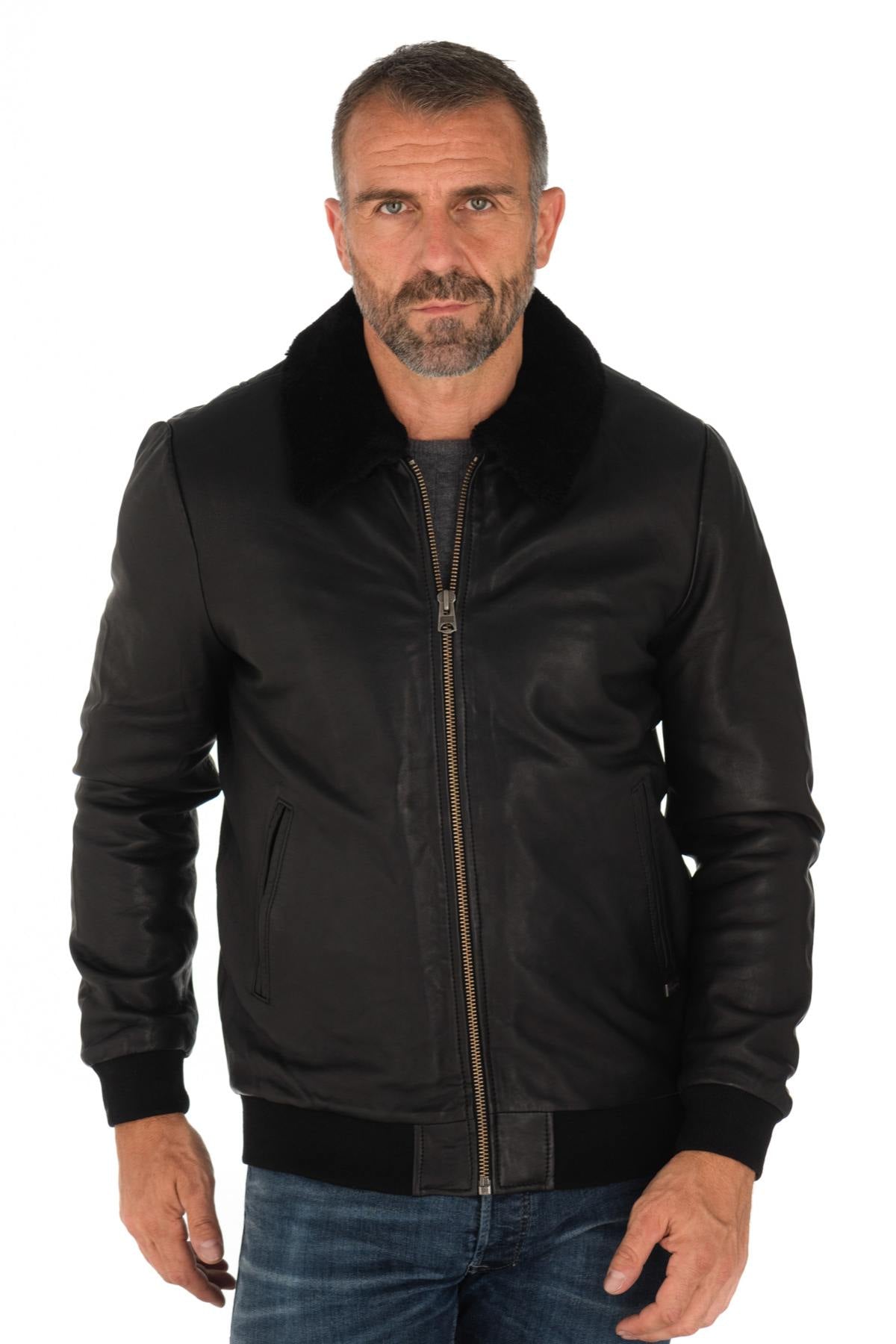 Chevignon Black Lambskin Aviator - Image n°1