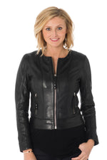 Spencer woman in black sheep leather - Image n°1