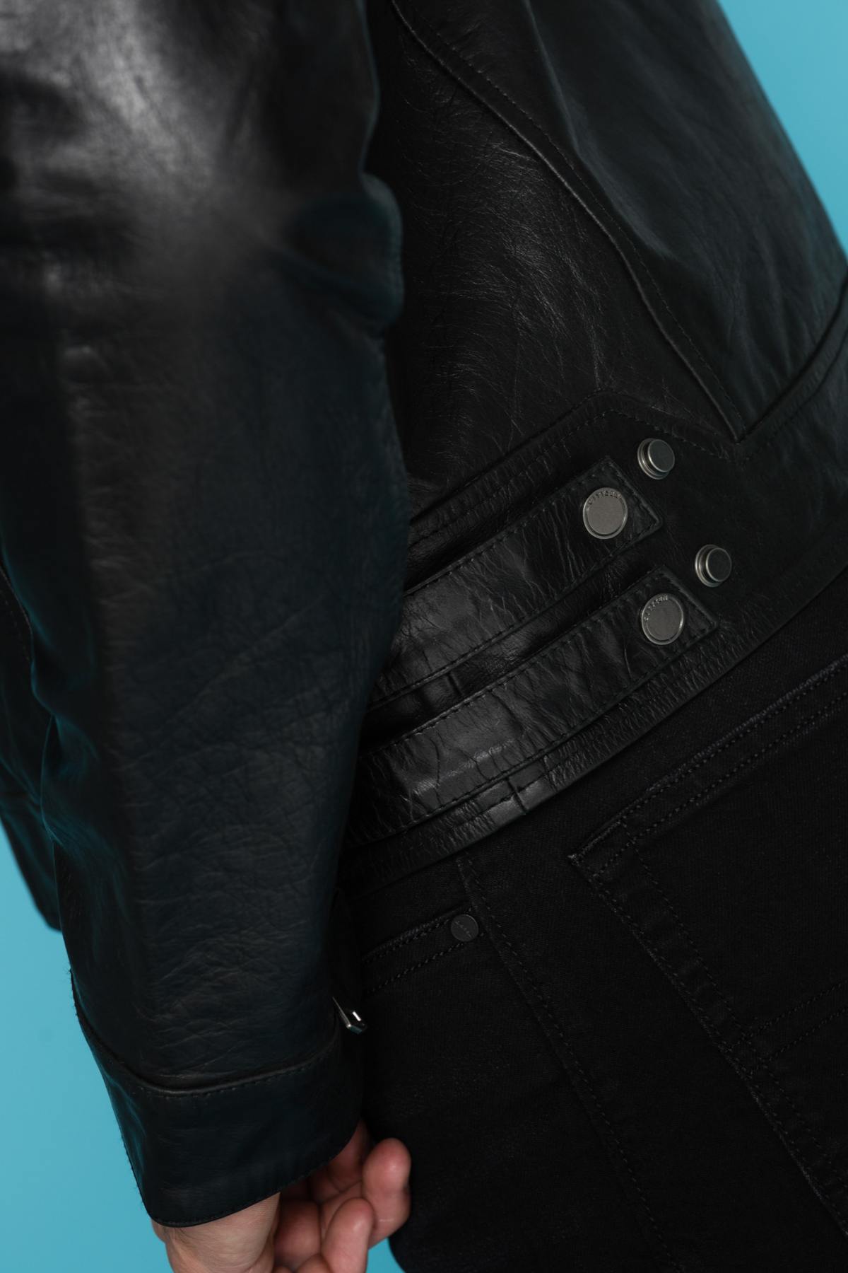Black buffalo leather jacket with hood Cityzen - Image n°7