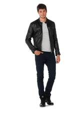 Men's black cowhide leather jacket - Image n°2