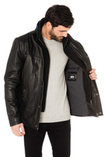 Black cowhide leather jacket - Image n°5