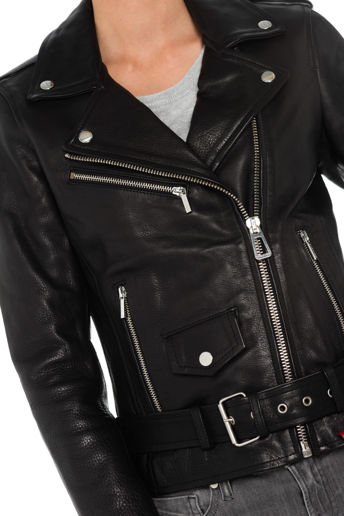 Women's perfecto in black cowhide leather Rose Garden - Image n°7