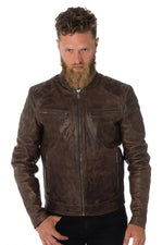 Daytona aged and worn-effect cowhide leather jacket - Image n°1