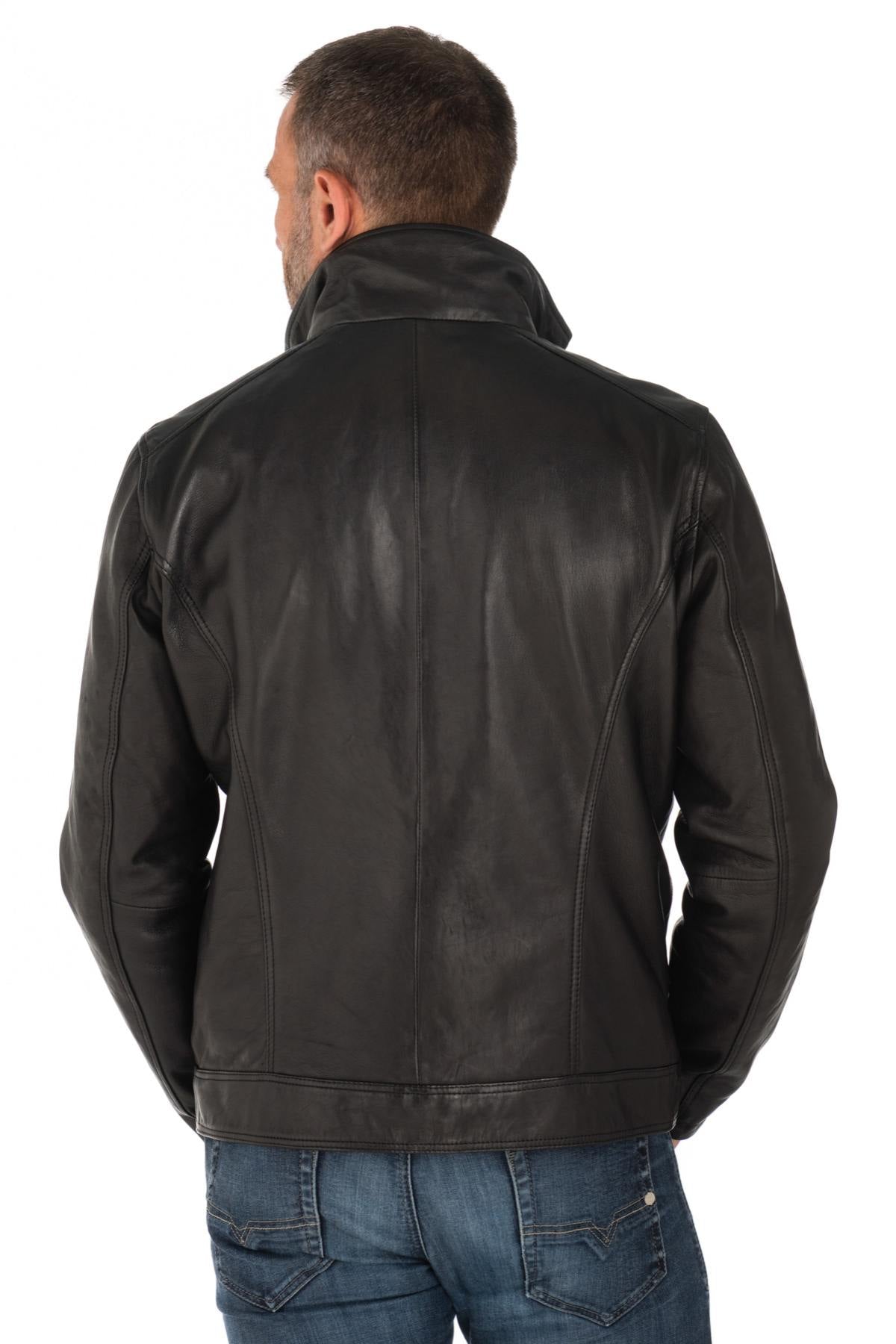 Daytona lambskin leather jacket with biker collar - Image n°6