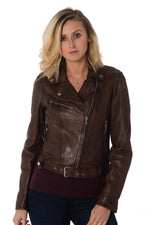 Rose Garden women's perfecto in dark cognac - Image n°3