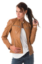 Women's lambskin biker collar jacket - Image n°4