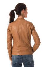 Women's lambskin biker collar jacket - Image n°6