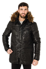 Men's lambskin down jacket with fur - Image n°4