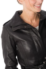 rose garden women's jacket in black lambskin - Image n°6