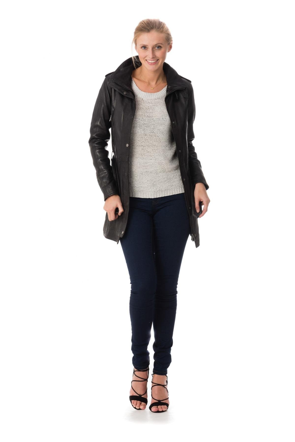 rose garden women's jacket in black lambskin - Image n°2