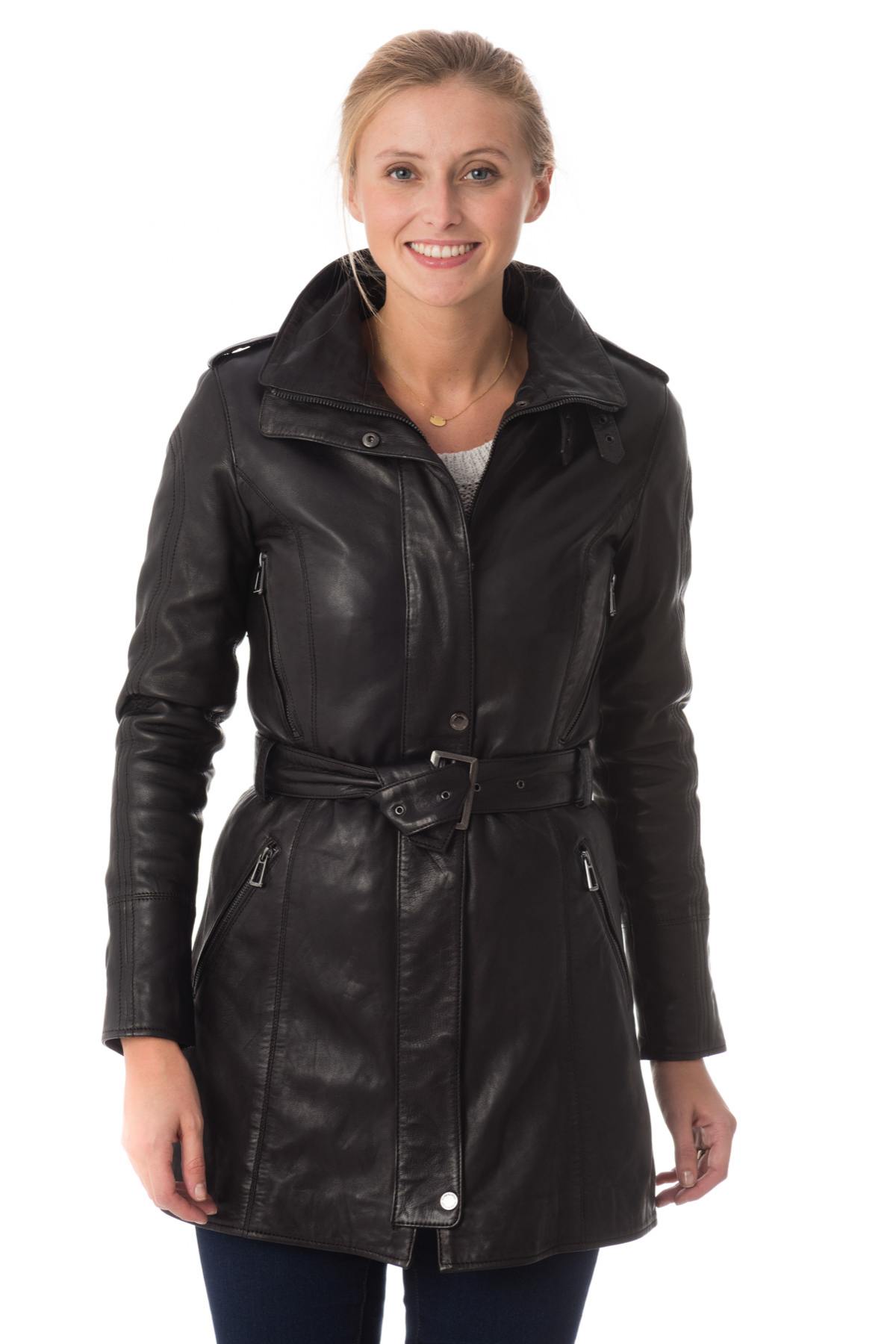 rose garden women's jacket in black lambskin - Image n°3