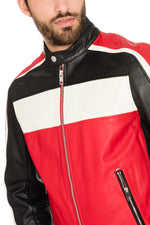 Black, red and white biker jacket - Image n°7