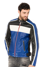Diesel tricolor biker blue jacket - Image n°7
