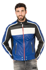 Diesel tricolor biker blue jacket - Image n°3