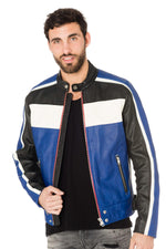 Diesel tricolor biker blue jacket - Image n°8