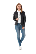 Enato women's leather jacket in navy color - Image n°2