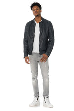 Men's perforated lambskin leather jacket - Image n°2