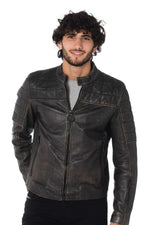Gipsy Distressed Black Leather Biker Jacket - Image n°1
