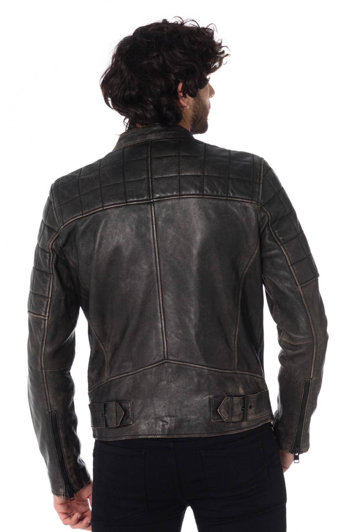 Gipsy Distressed Black Leather Biker Jacket - Image n°7