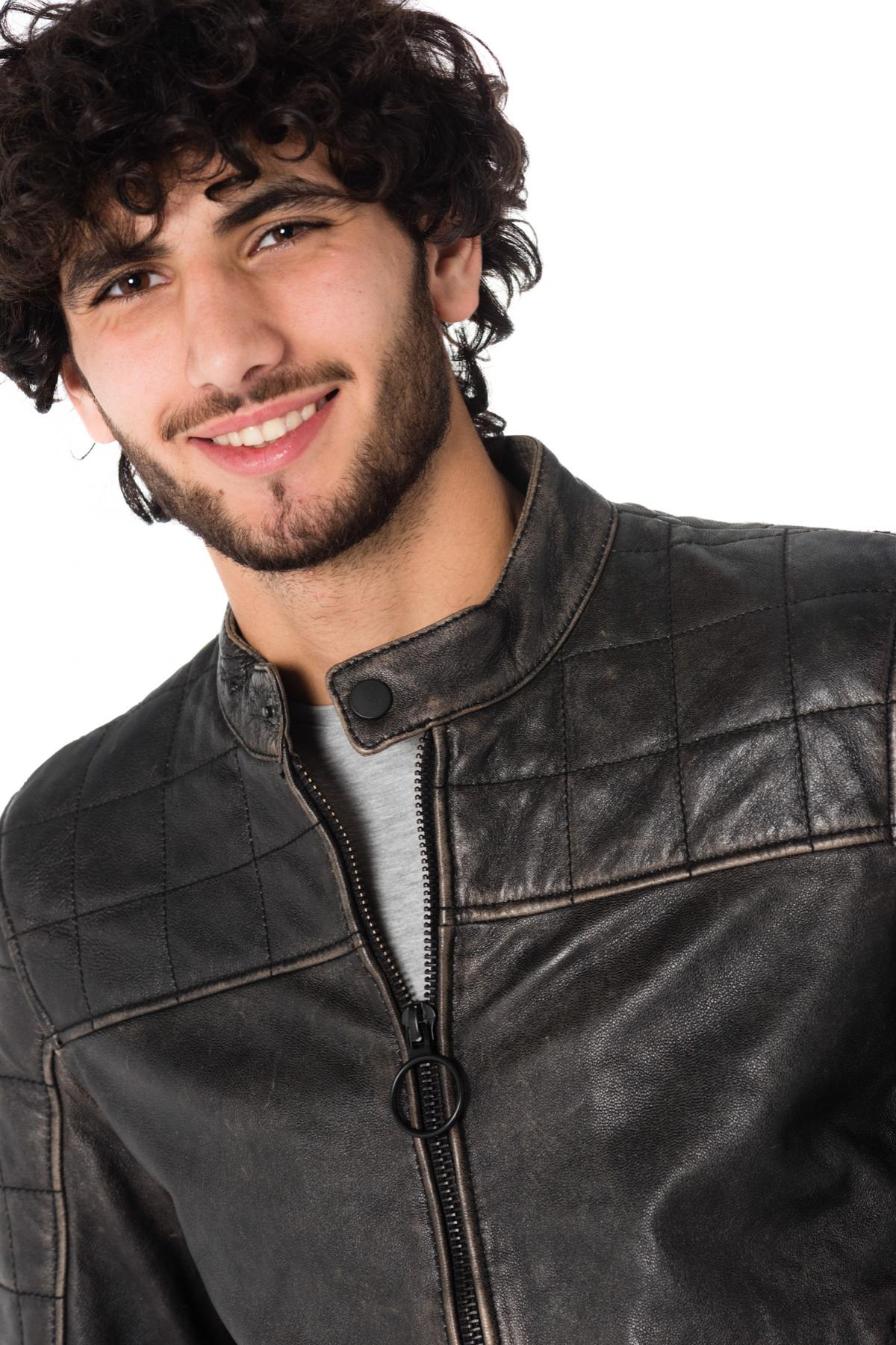 Gipsy Distressed Black Leather Biker Jacket - Image n°4