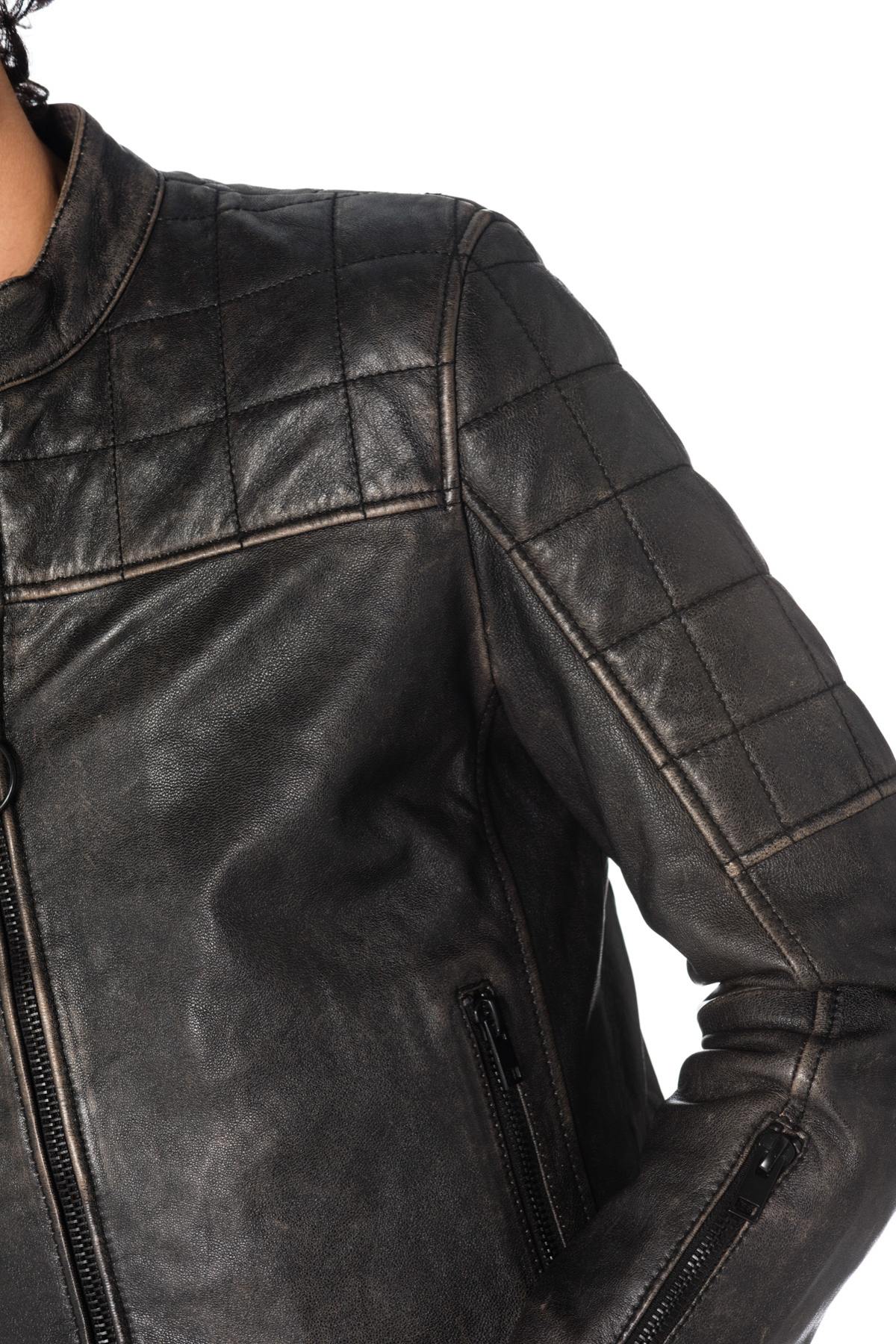 Gipsy Distressed Black Leather Biker Jacket - Image n°5