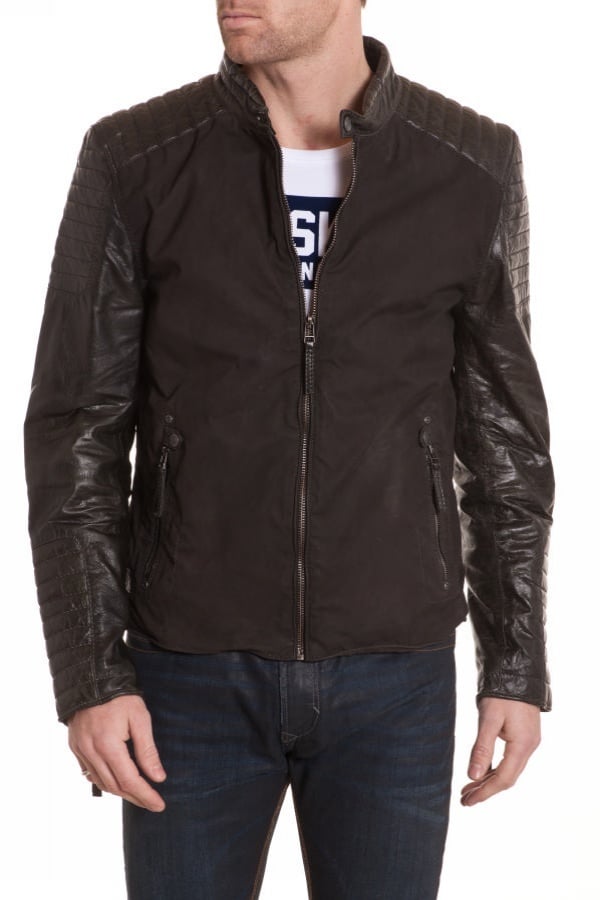 Men's anthracite-colored leather jacket - Image n°3