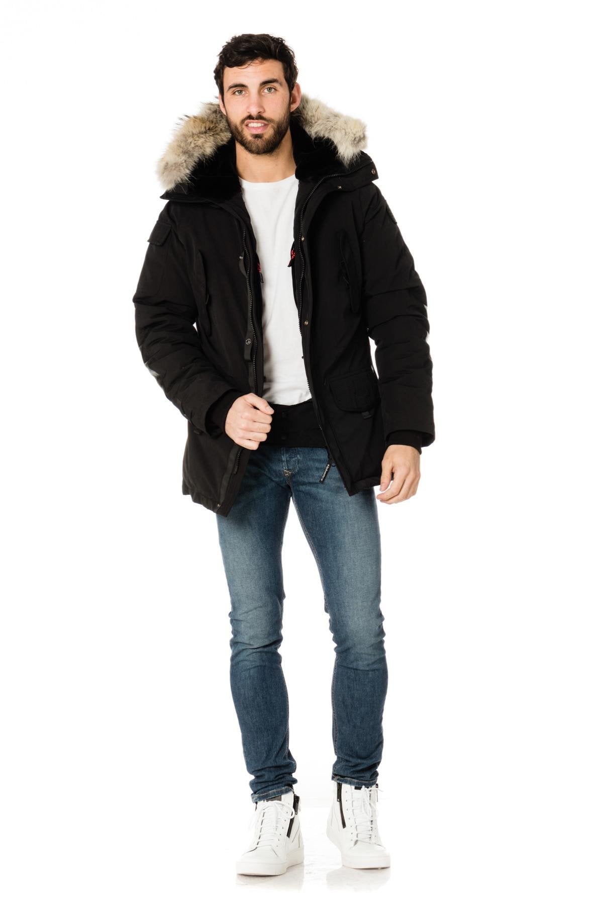 Helvetica men's black parka - Image n°2