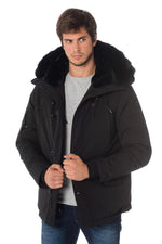 Helvetica men's black heated jacket with black collar - Image n°4
