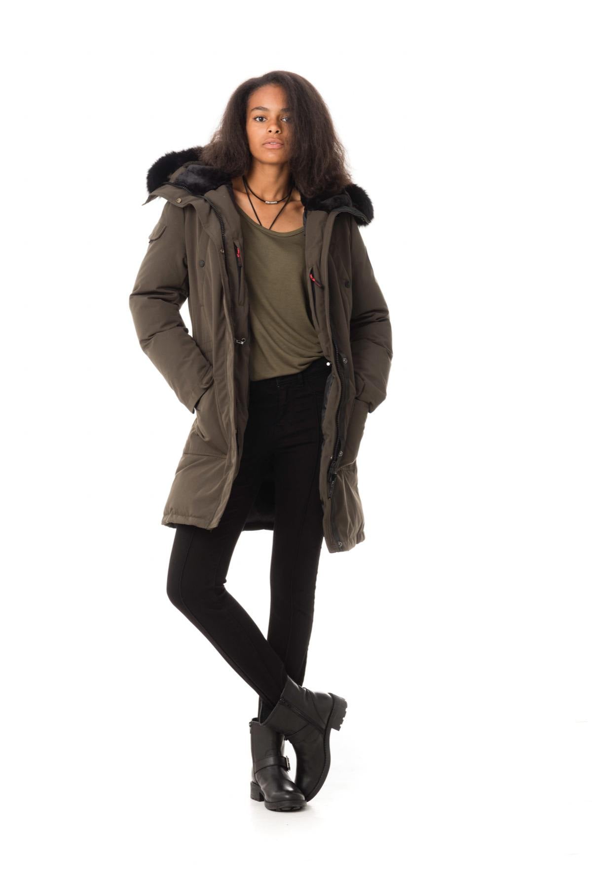 Long Helvetica women's winter down jacket - Image n°2