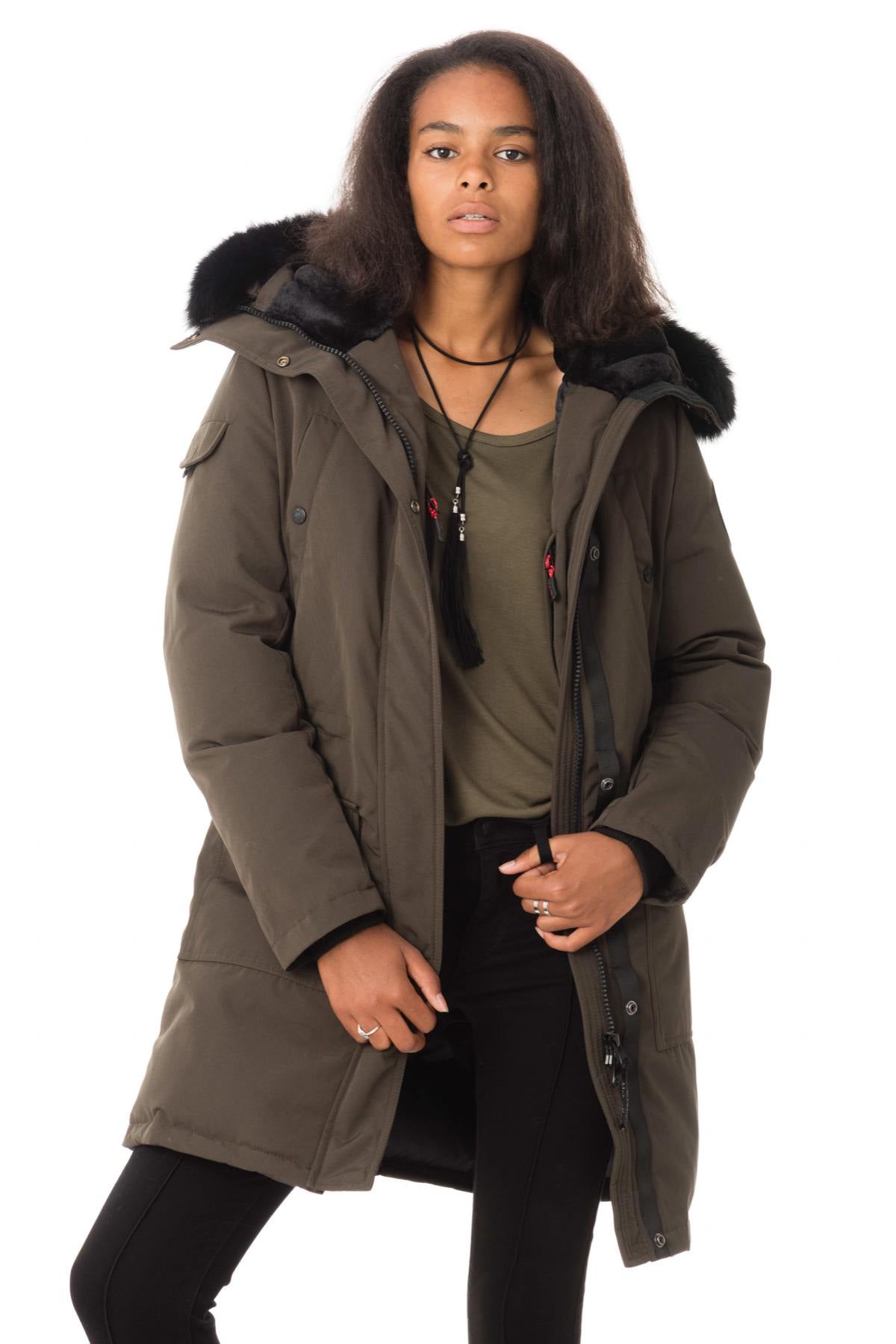 Long Helvetica women's winter down jacket - Image n°1