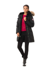 Canada look black women's parka with fur - Image n°2