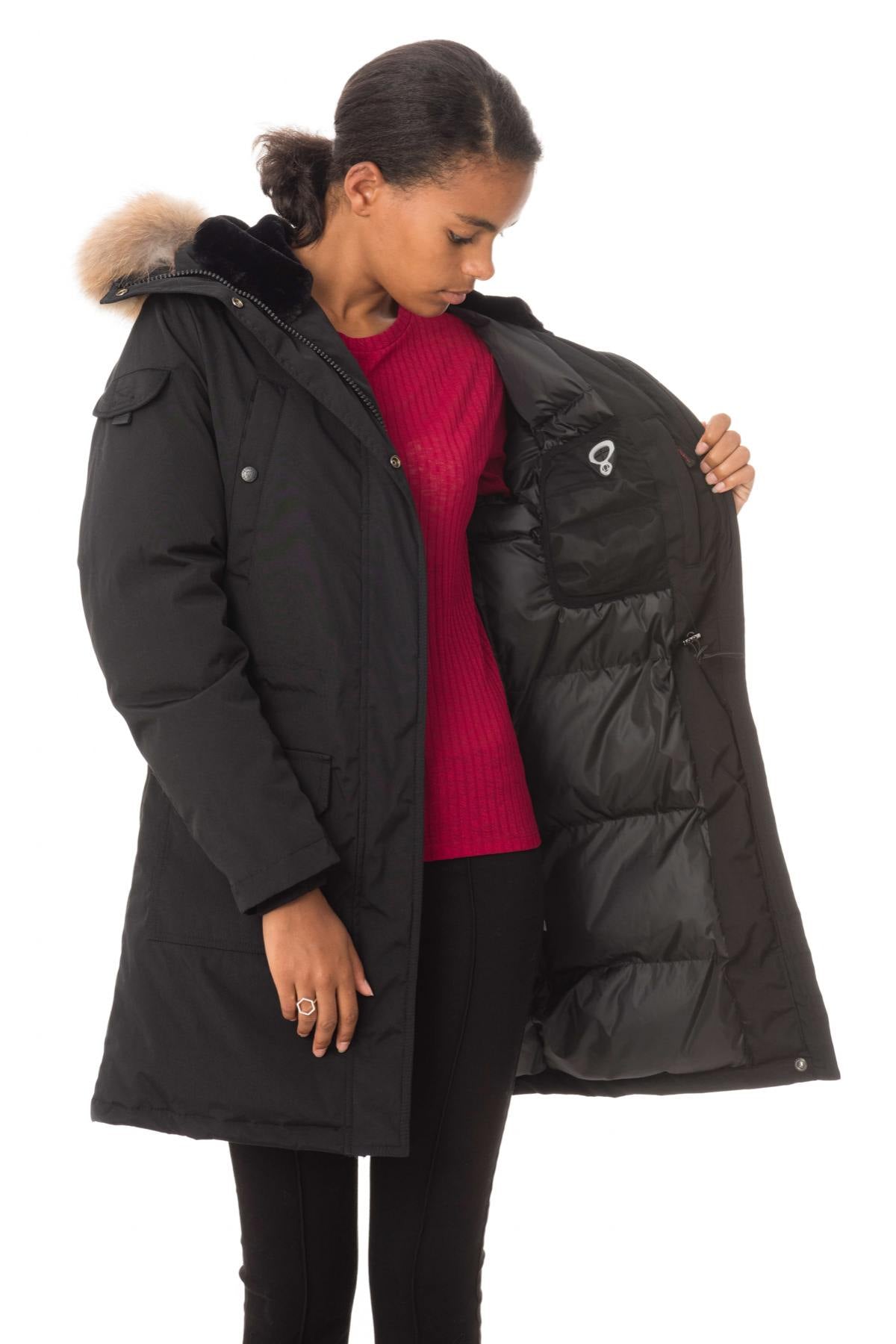 Canada look black women's parka with fur - Image n°6