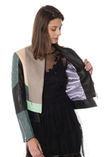 Women's leather jacket JN LLOVET PETRO/BLACK - Image n°5