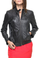 KAPORAL women's jacket in brown leather - Image n°1