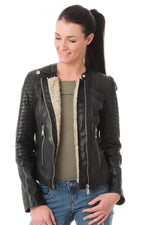Korintage Leather Jacket for Women Black - Image n°1