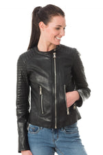 Korintage Leather Jacket for Women Black - Image n°3