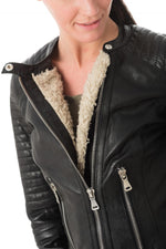 Korintage Leather Jacket for Women Black - Image n°7