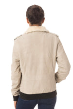 Casual chic women's bomber jacket in beige color - Image n°5