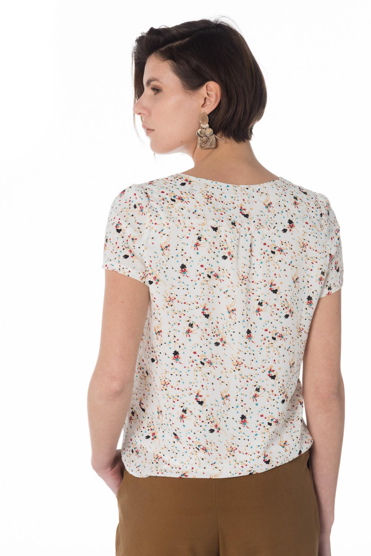 Women's short-sleeved ecru top - Image n°3