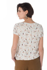 Women's short-sleeved ecru top - Image n°3