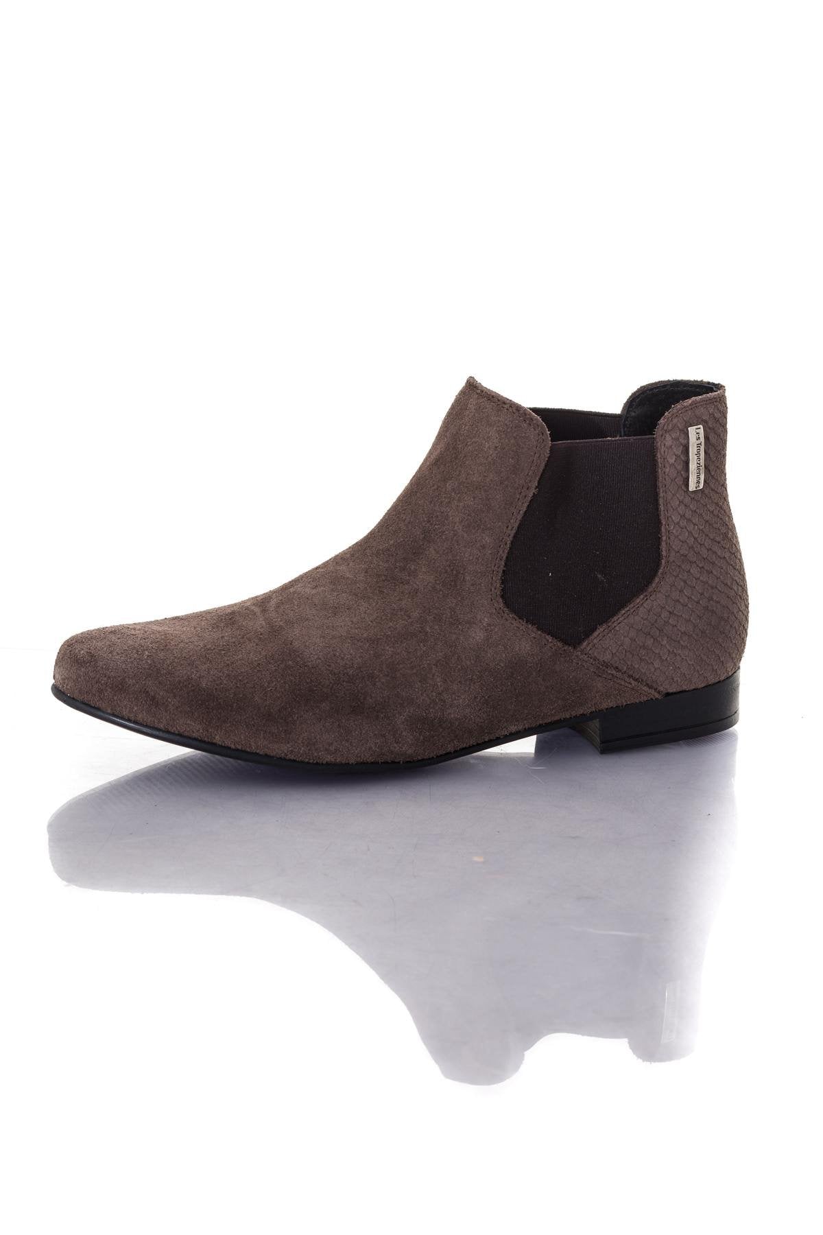 Women's chelsea boots in taupe suede leather - Image n°7