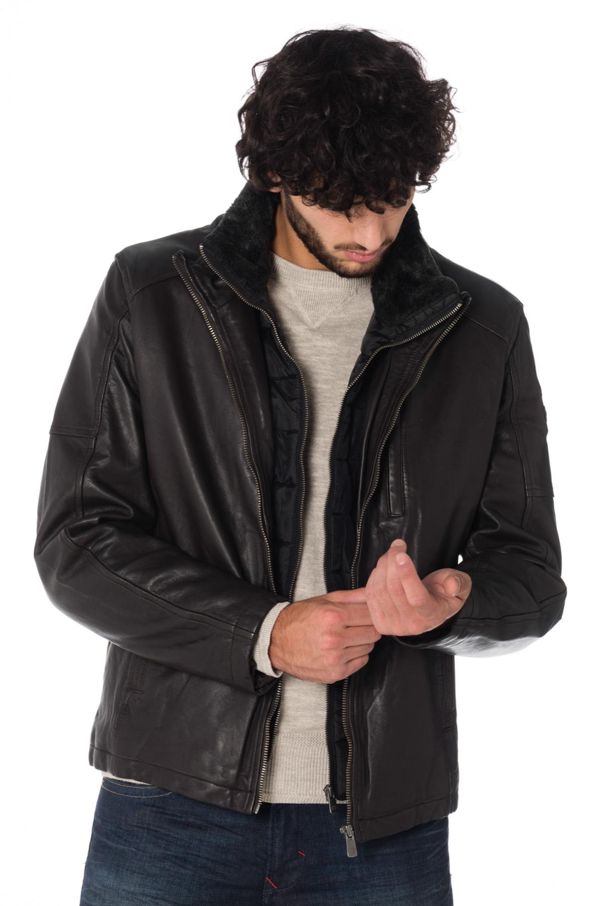 Milestone lambskin leather jacket with stand-up collar - Image n°3