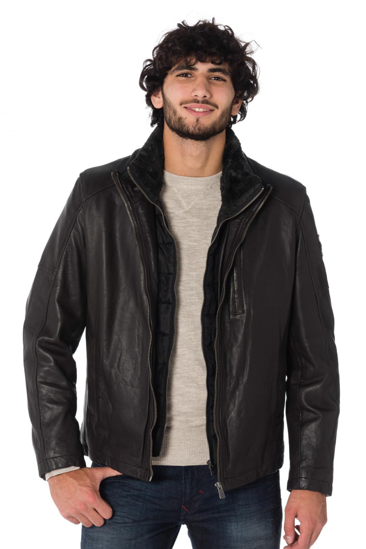 Milestone lambskin leather jacket with stand-up collar - Image n°4